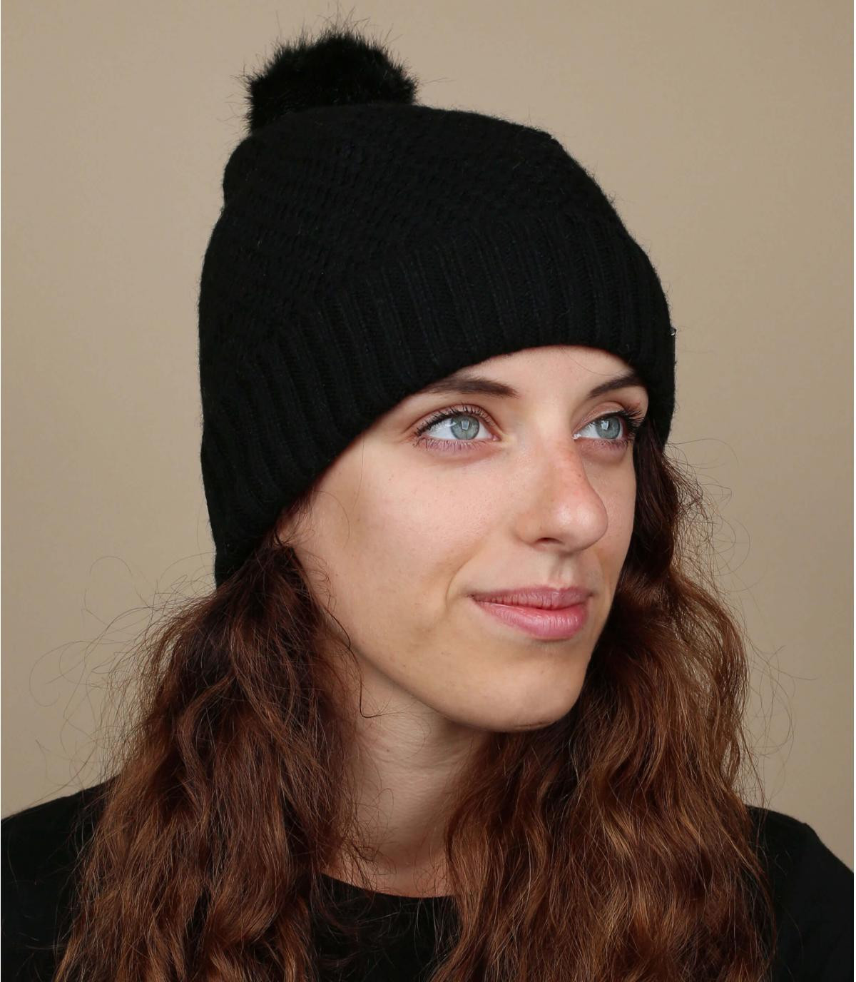 Nero pom Beanie Amaranth beanie black